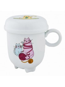 Кружка с крышкой и ситечком "Крейзи Кэтс" сиреневые (300 мл)